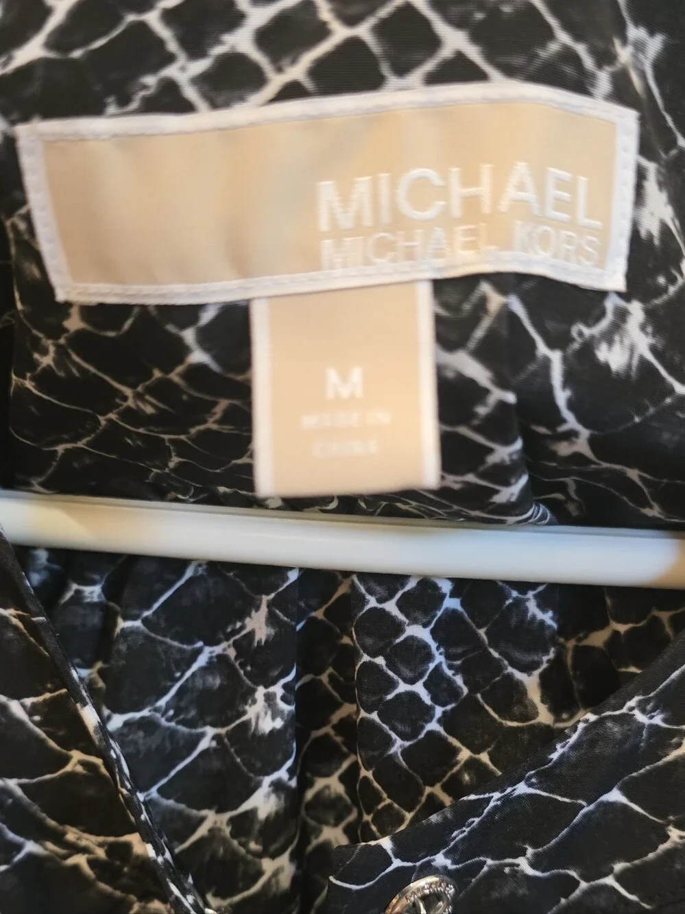 Michael Kors Black and White Lace-Up 3/4 Sleeve Dress